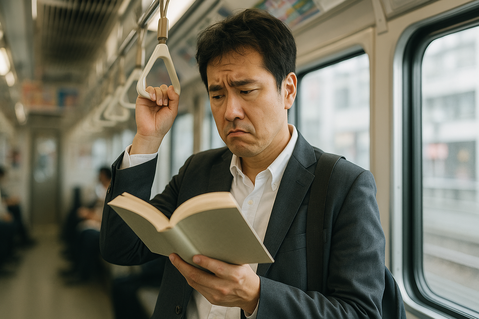 気が乗らなそうな表情で勉強に向かう中年男性