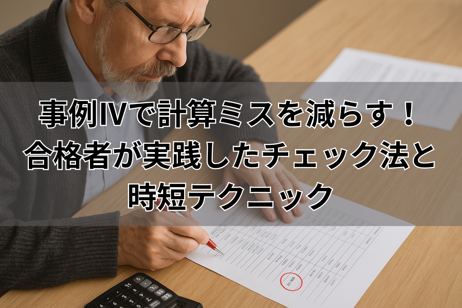 事例Ⅳで計算ミスを減らす！ 合格者が実践したチェック法と 時短テクニック